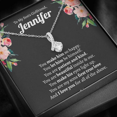 Personalized Son's Girlfriend Alluring Beauty Necklace - Love You This Much